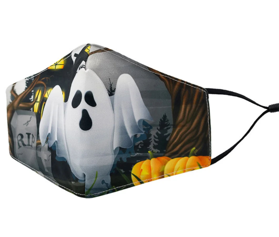 Hotsale Halloween 3D printed maskes washable adult dustproof cotton cloth face cover
