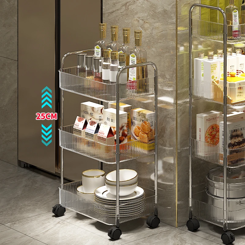 Light Luxury Texture Trolley Shelving Skincare Organizer Holder Makeup Display Cosmetic Rack for Office Bedroom Bathroom