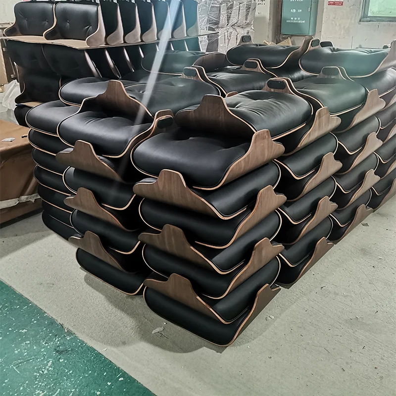 Complete Chair Mid Century Leather Arm Wooden Leisure Armchair Chaise Modern Replica Eam Swivel Lounge Chair With Ottoman