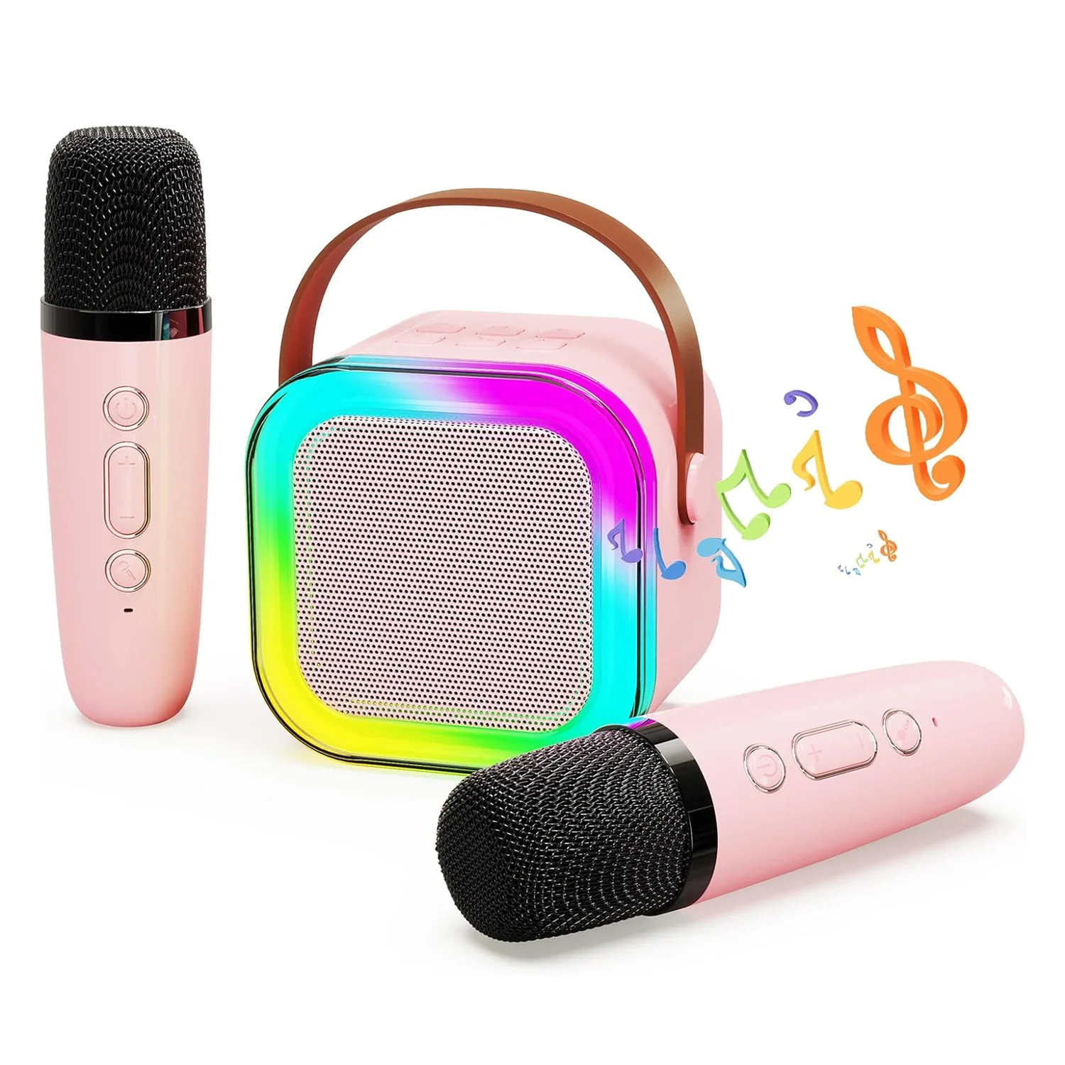 ET Karaoke Machine with 2 Wireless Microphones Portable Karaoke Machine for Kids Karaoke Speaker Supports for USB AUX TF Card