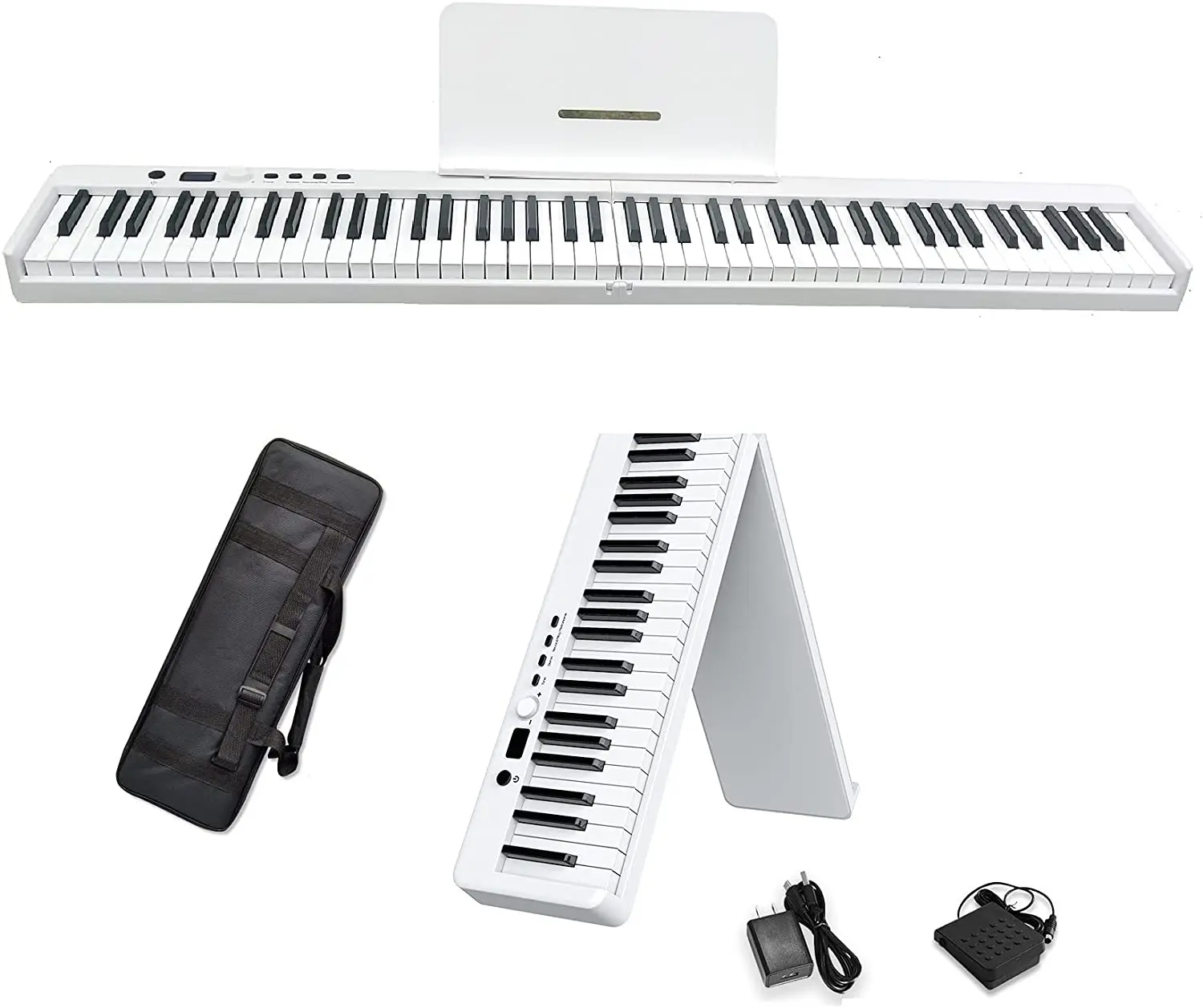 
Folding Piano Keyboard Portable 88 Key Full Size Touch Sensitive Electric Keyboard Piano with Lighted Keys Wireless Connection 