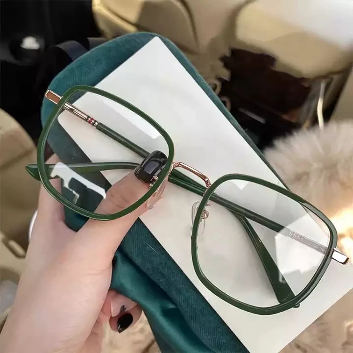 Fashion Glasses Women 2022 Big Frame Round Blue Ray Blocking Glasses Metal Tr90 Frame Prescription Glasses Optical Frames