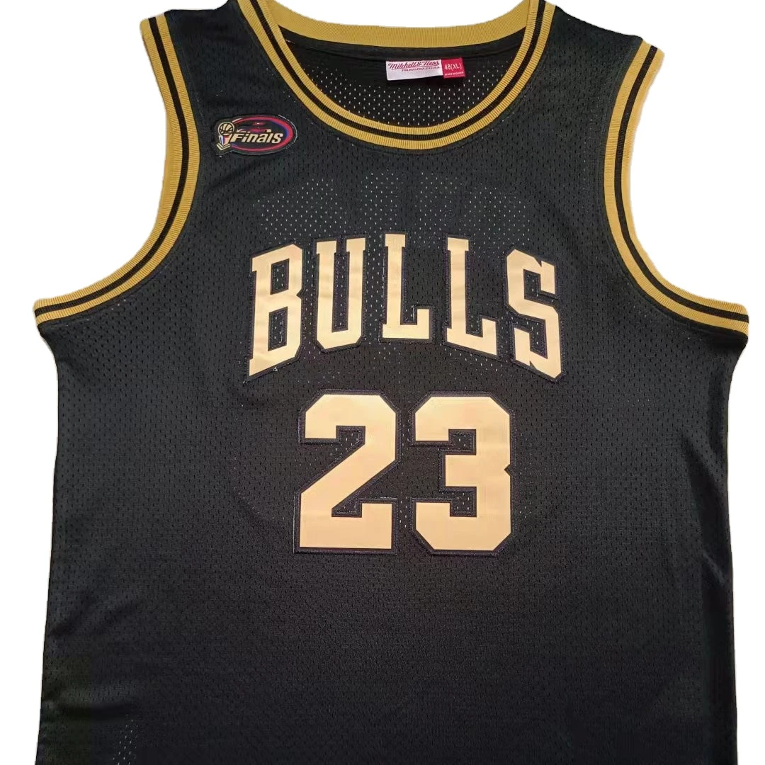97-98 Final Edition Bull no. 23 Black mesh breathable basketball jerseys high quality embroidery large size basketball jerseys