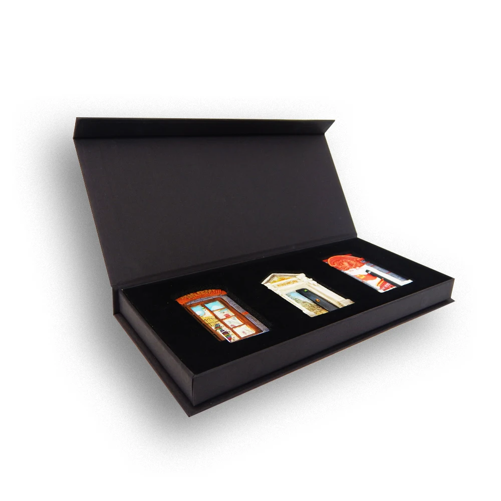 
Custom High end Matte Black box souvenir packing Sliding Packaging Paper Drawer gift Box with ribbon handle 