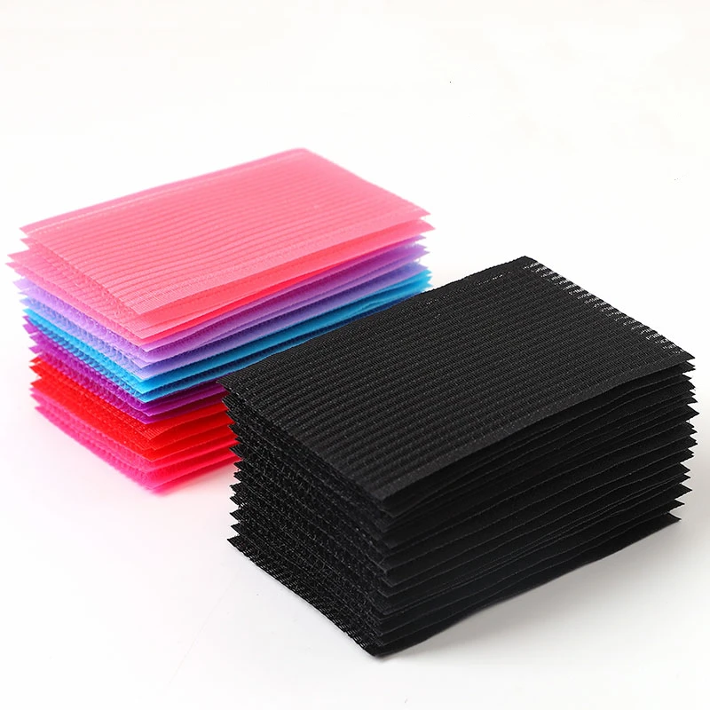 Customize various black nylon material girls hairdressing accessories reusable curling iron hook and loop