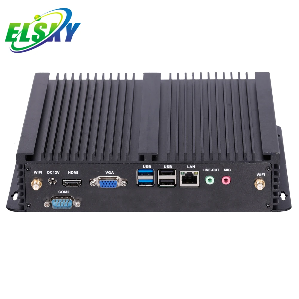 ELSKY 210*200*50mm Linux In-te-l core I3 Fanless Industrial PC USB hd-m-i VGA RS232/RS485 COM i3-6100U Realtek 8111F RJ45