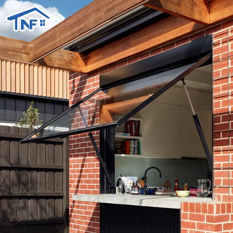 NF Kitchen Modern Aluminum Awning Window with Gas Strut Double Glazed Glass Swing Style for Enhanced Energy Efficiency Style