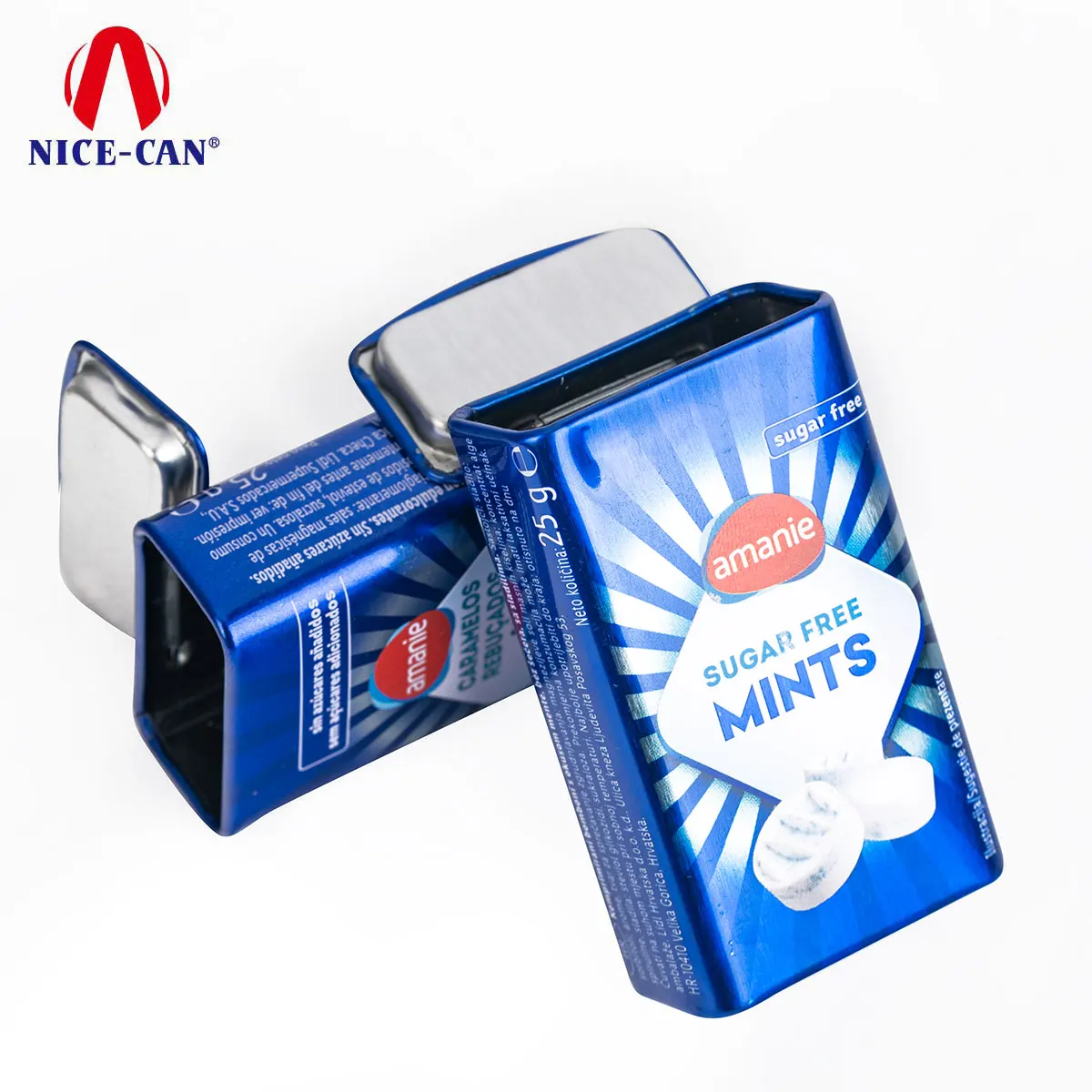 Nice-can Factory Custom Tin Packaging For Candy Food Grade Altoids Chewing Gum Tin Rectangle Hinged Lid Metal Mint Tin Box