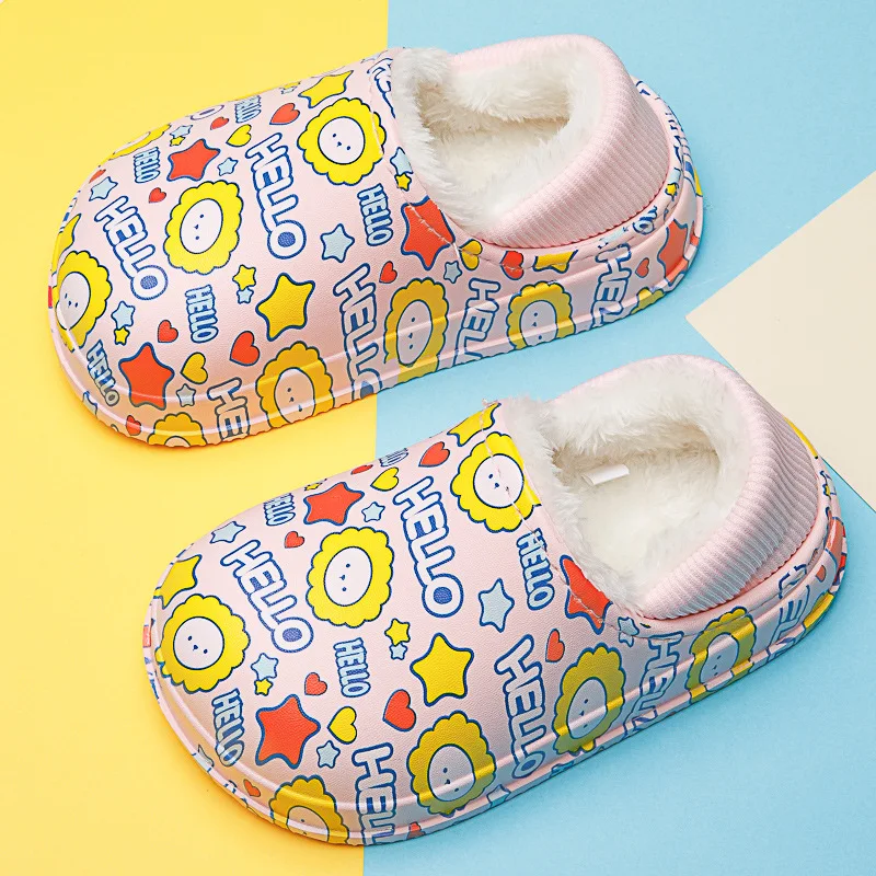 High Quality Kids Cotton Slippers Warm Soft Indoor Outdoor Fur Slides Fuzzy Slipper Comfortable Casual Shoes for Boys Girls
