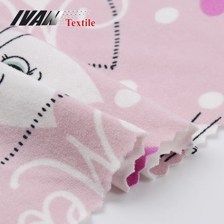 DTY brushed knitted plain cartoon digital printing jersey polyester spandex stretch fabric for kids pajamas