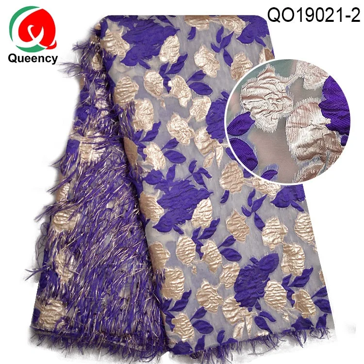 Queency green and white brocade-organza Africa Jarkard Organza lace fabric for wedding fashion dress