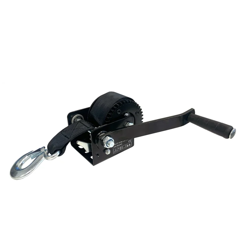 High Quality Black Mini Manual Portable Hand Winch 600LB Hand Crank Small Winch  with Synthetic Rope Gear Ratio 3.2:1