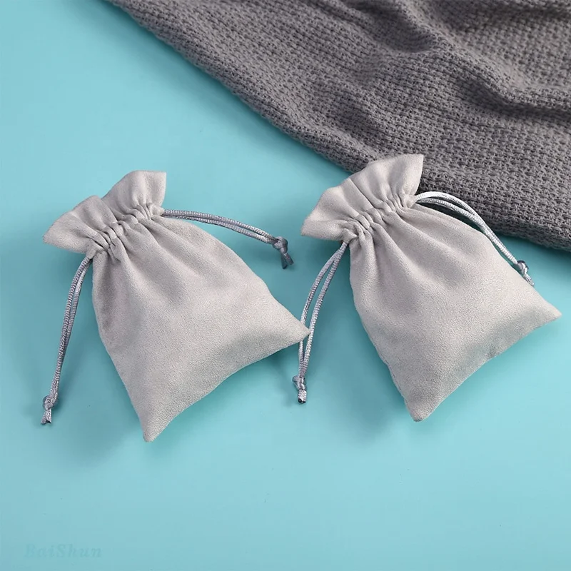 High Quality Velvet Fabric Drawstring Gift Packaging Bag Microfiber Dust Suede Pouch For Perfume Necklace