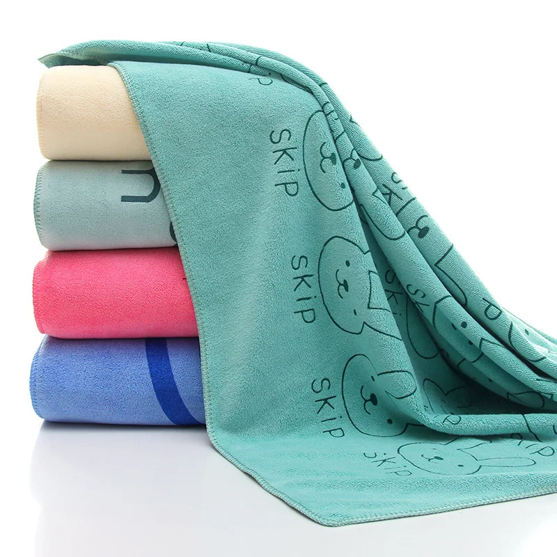 wholesale kids microfiber beach towel overlocked rabbit printed bath towel