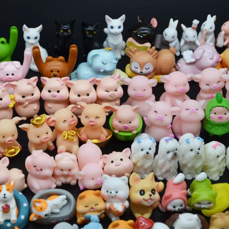 wholesale cute fairy garden mini duck Goose Frog dog cat rabbit mushroom bear hen animals craft decorative resin animal figurine