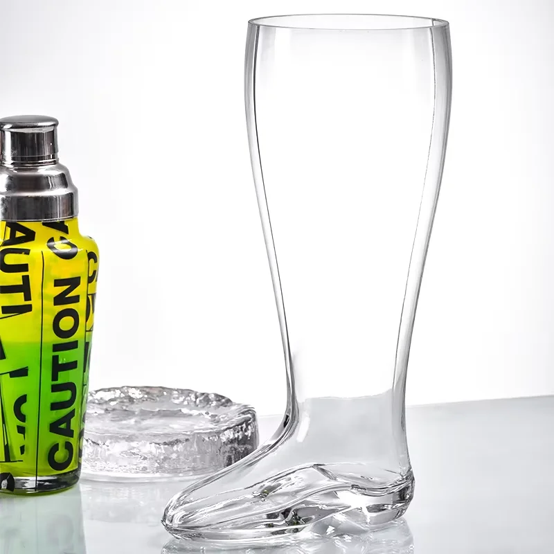 Wholesale 16OZ Transparent Boot Shape Glasses Beer Glass Cup Crystal Material Cup Bar Glassware For Bar Hotel