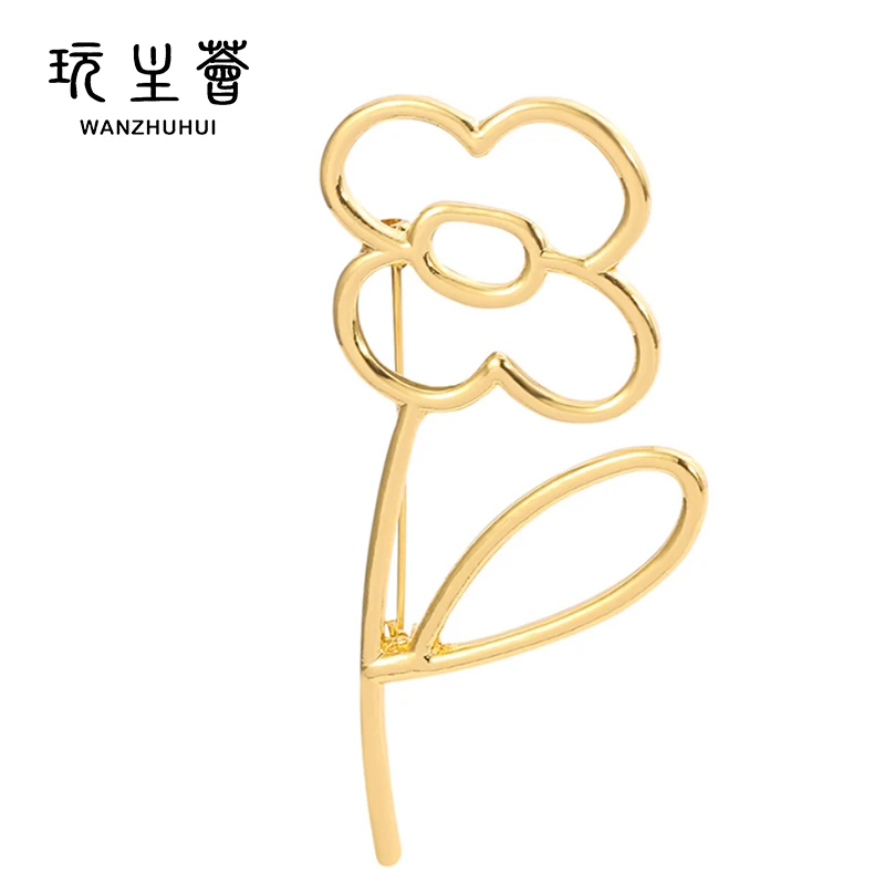 Fashion luxury gold plated flower brooches for girl women jewelry trendy