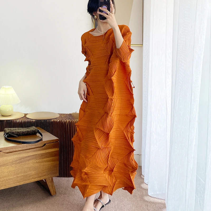 2023 Latest Women Clothes African Style Dresses Pleated Dress Designs For Ladies Miyake Pleated Dress