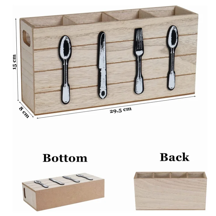 eco friendly wood cutlery box  wooden cutlery organiser stand for spoon knife fork spatula
