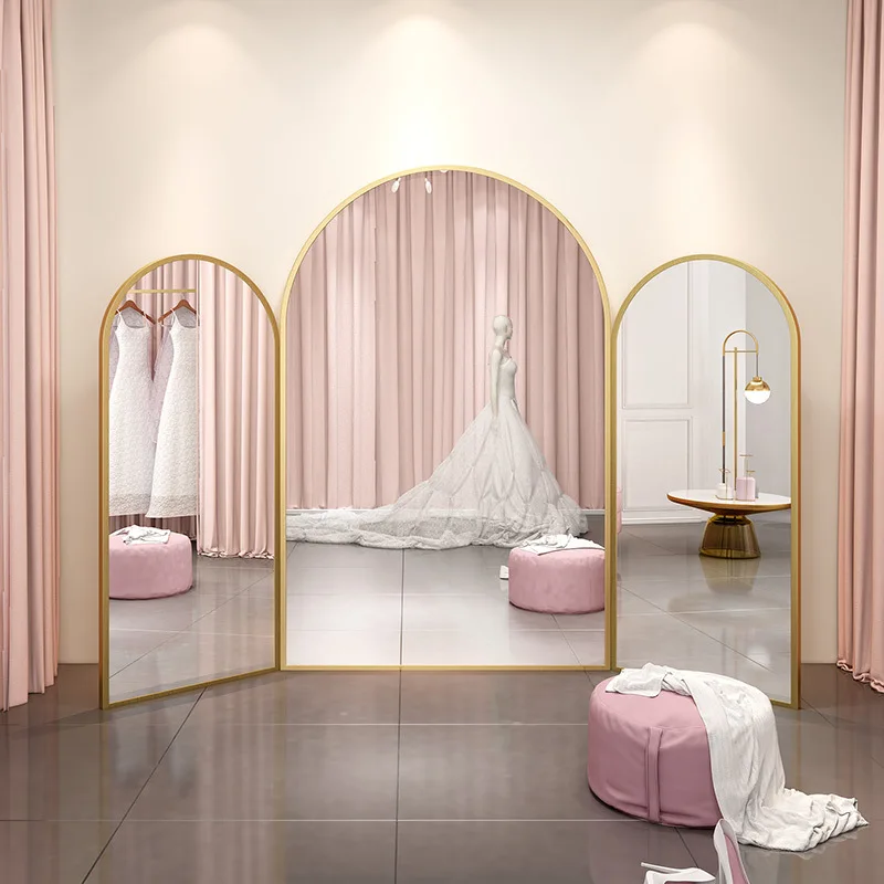 Modern European-style wall decor mirror Floor Clothing Store Fitting dressing Mirror stand Bridal Shop Large Mirror