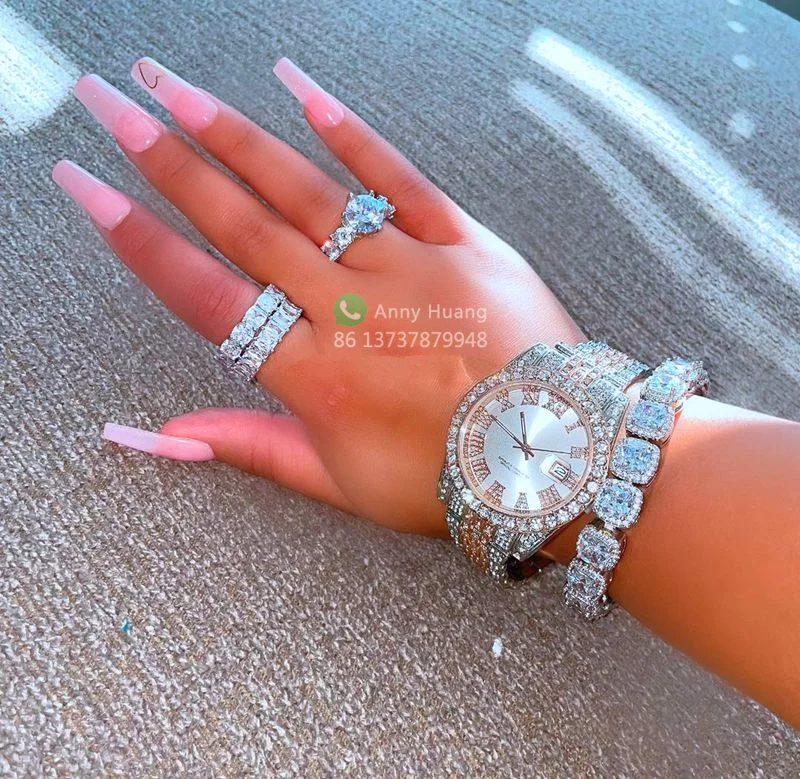 Горячая Распродажа 2022, роскошные часы для женщин и мужчин, украшения, блестящие ледяные часы в стиле хип-хоп, часы с кристаллами из нержавеющей стали, Прямая поставка