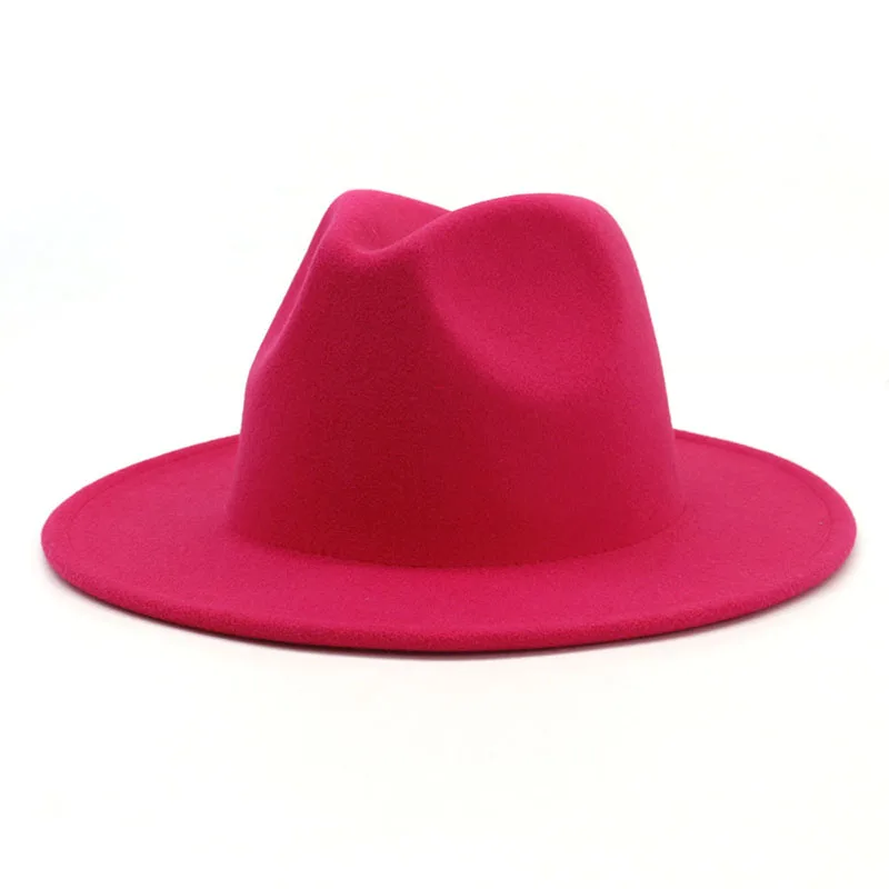 Simple Solid Color Women Fedora Hats Wide Brim Flat Jazz Hat for Dance Night Club Party Formal Hat