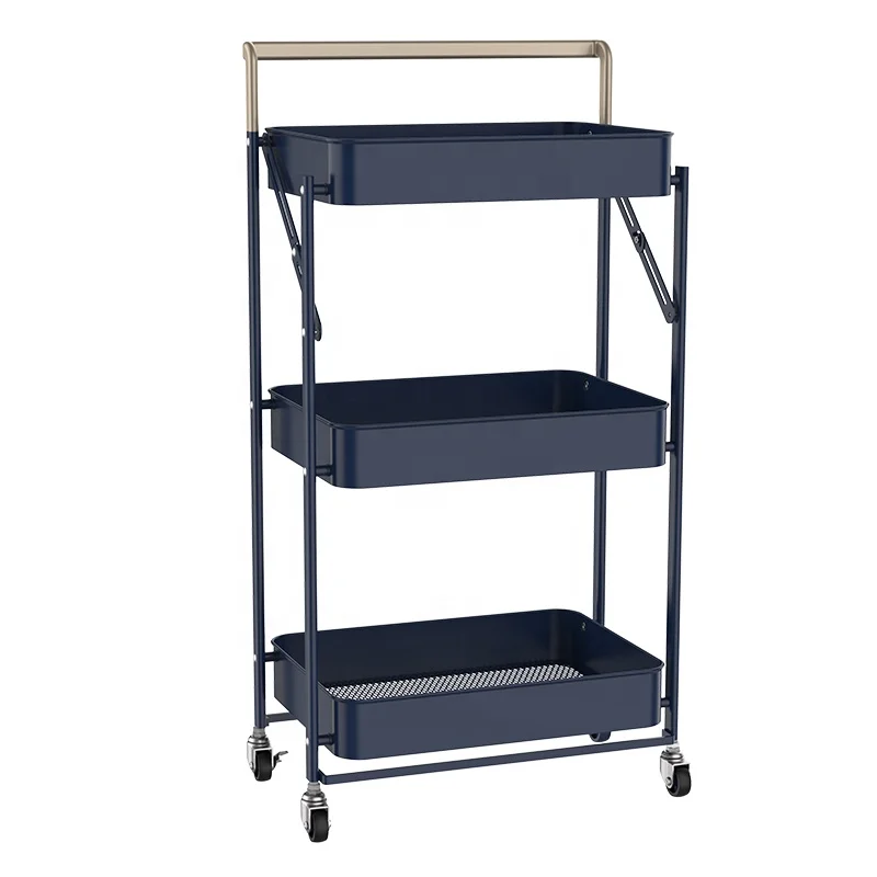 Складная кухонная корзина для хранения тележки 3 яруса кружевных складной кухонный белый хранения тележка кухня овощей тележка