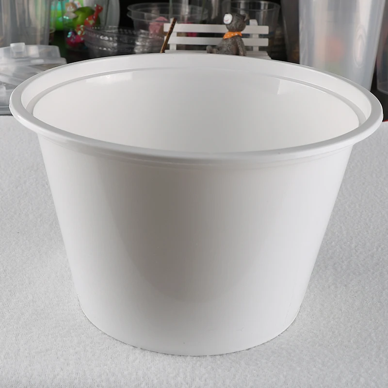 1750ml 62oz Milky White Round PP Plastic Popcorn Buckets with Lid 200pcs each carton
