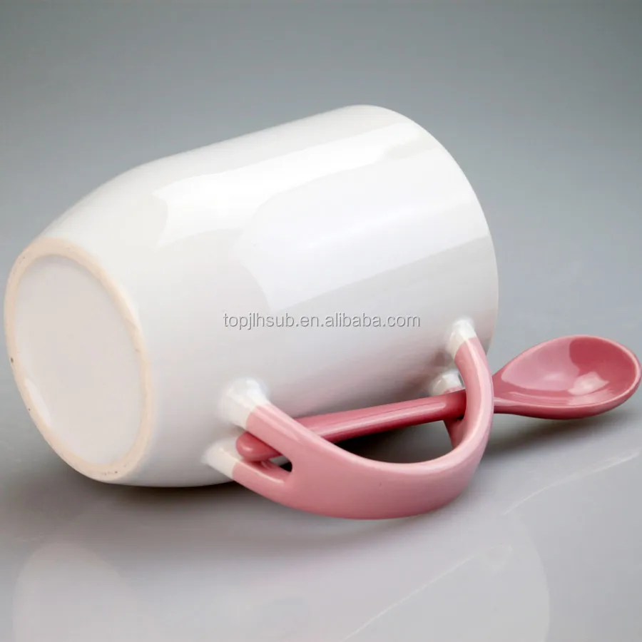 Hot Sell sublimation inner color ceramic mug custom logo coffee mug with spoon