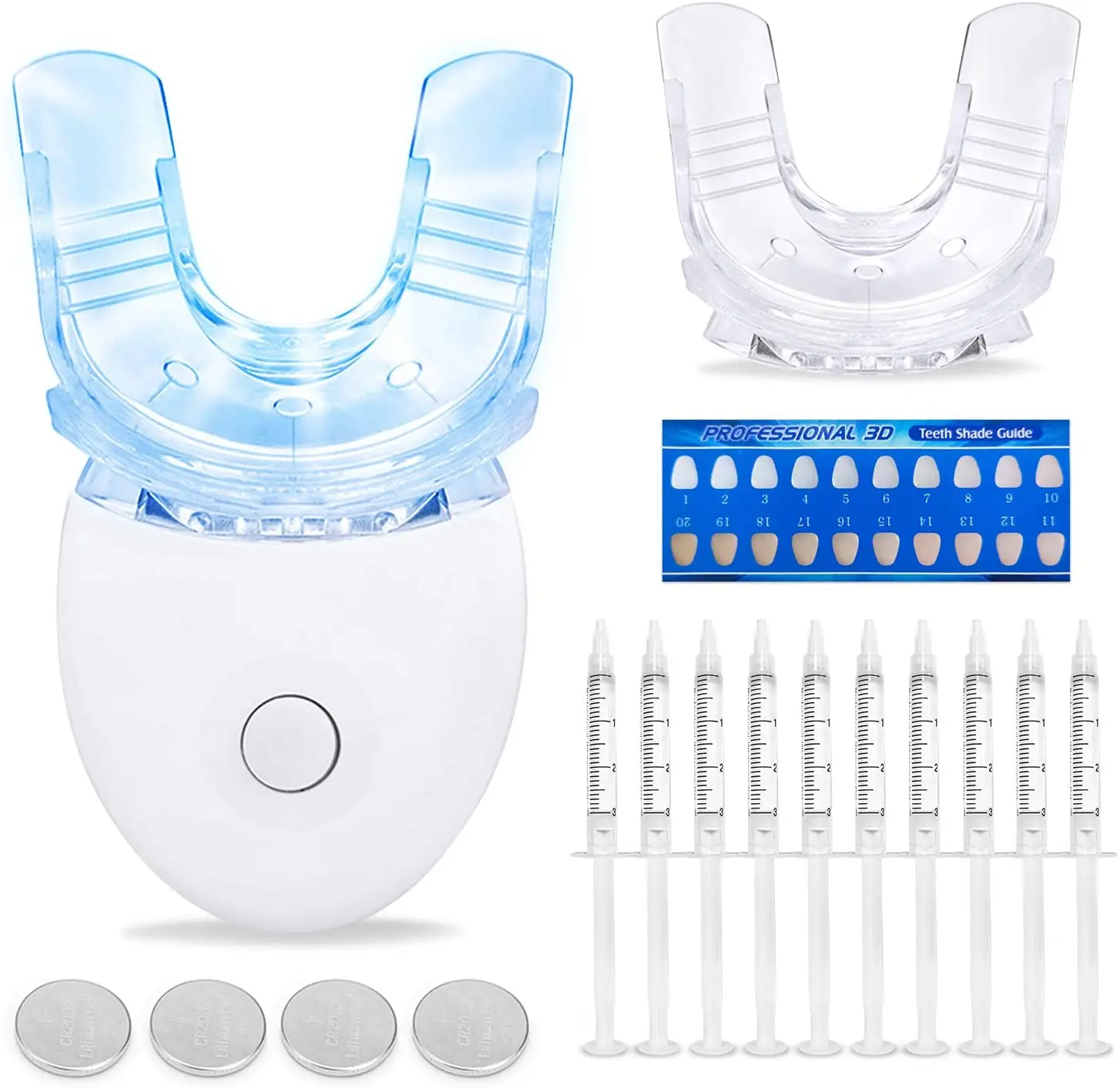 
Teeth Whitening Kit with LED Light Peroxide Gel 3ml Syringes Help Remove Teeth Stain from Coffee 