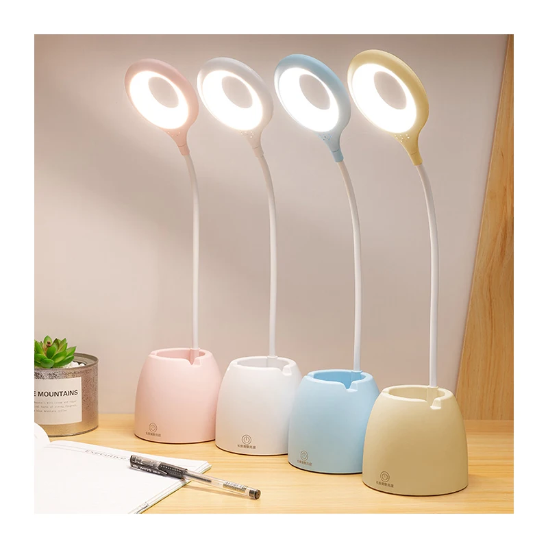 Hot Sale Usb Rechargeable Table Lamp Multifunction Modern Study Desk Light With Pen Phone Holder
