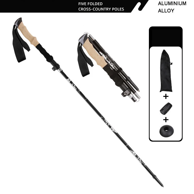 7075 Aluminum Alloy Adjustable Lightweight Folding Walking Hiking Sticks Trekking Poles With Quick Lock