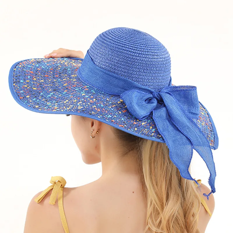 Summer Sun Visor Sunscreen Large Rim  Foldable Straw Hat Uv Protection Beach Sun Hat