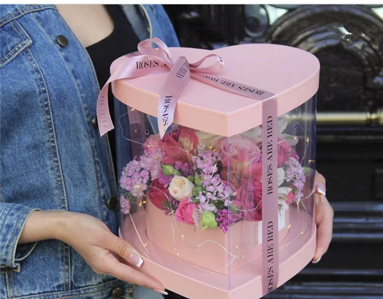 Chinese manufacturer custom square transparent plastic gift box clear pvc flower box clear flower box