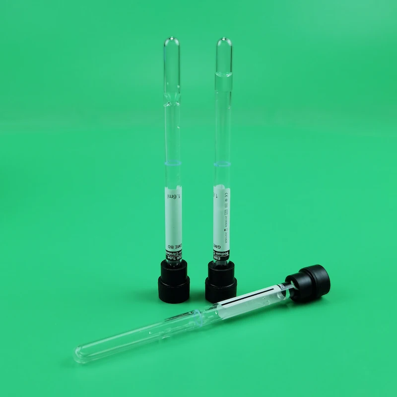 8x120mm 1.6ml Glass sodium citrate vaccum black ESR blood collection tube