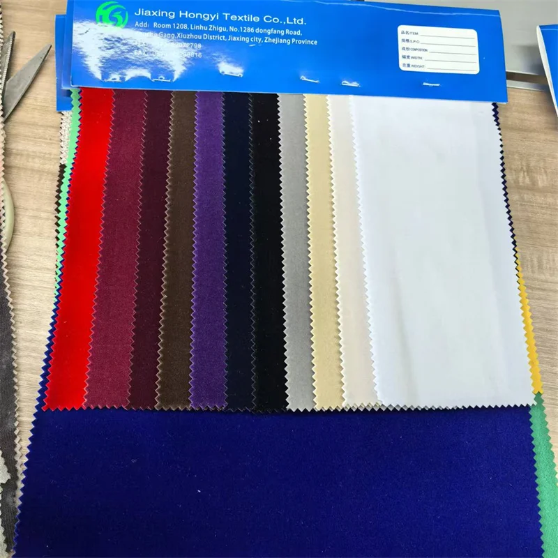 Factory raw material waterproof 100% polyester flocked acrylic velvet textiles fabrics for packing