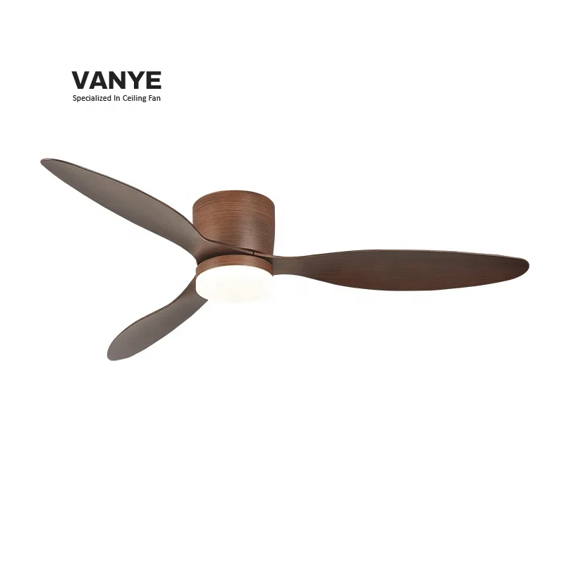 Modern ABS blade 52 hugger ceiling fan 52 inch flush mount wood ceiling fan remote rustic low profile ceiling fan with led light