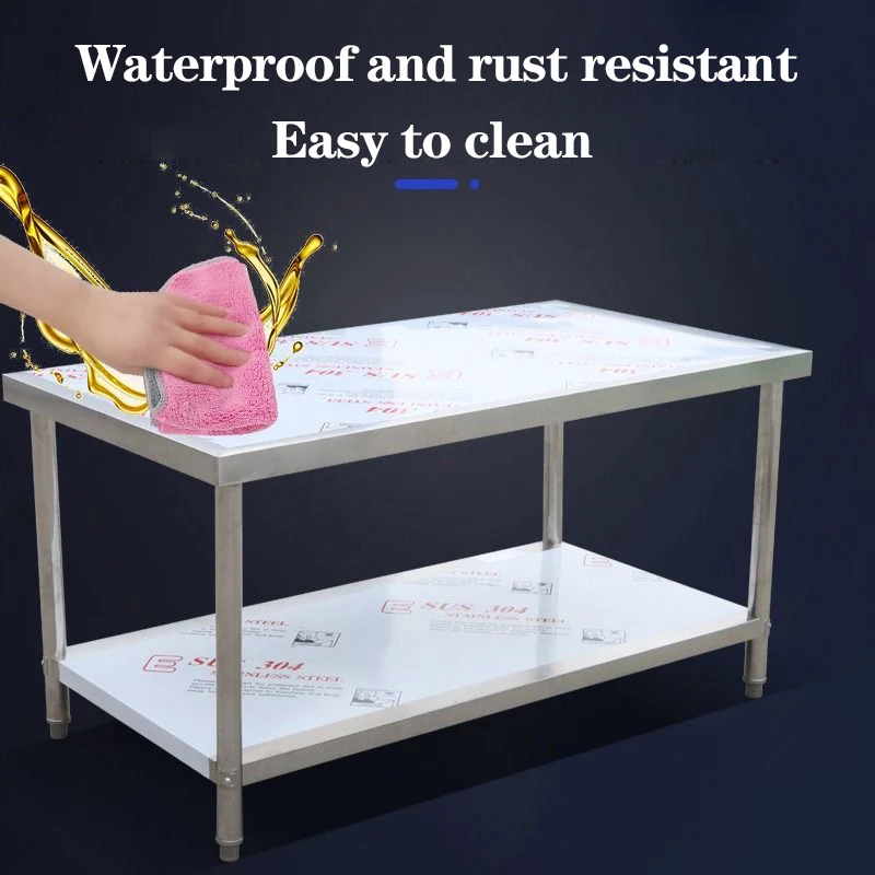 High Quality Stainless Steel Kitchen Worktable Modern round Style Straight Leg Workbench Easy Cleaning