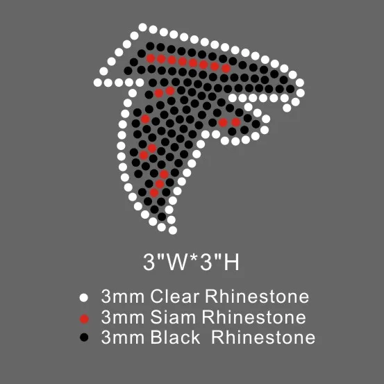 Custom  Rhinestone Heel Atlanta Falcons Logo Heat Transfer Designs Motif Iron On Hotfix Rhinestone Transfer Design For T-shirt