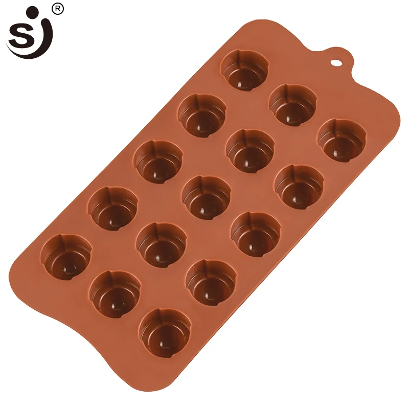 Factory Direct Sell 15 Cavity Round Shape Chocolate Silicon Mold Handmade Bakeware Tools Candy Jelly Making Tray For Baking