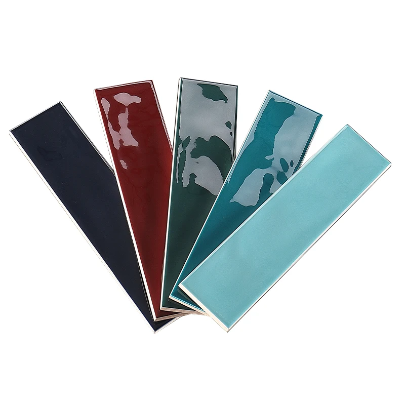 Latest Design 68x280mm Colorful 3d Waved Glossy Subway Ceramic Wall Tile for Bathroom and Kitchen