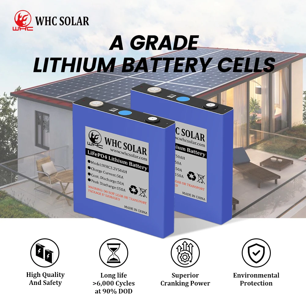 WHC SOLAR 50Ah 100Ah 150Ah 280Ah Lifepo4 аккумуляторные элементы перезаряжаемый литий-ионный аккумулятор 3 2 В батарея