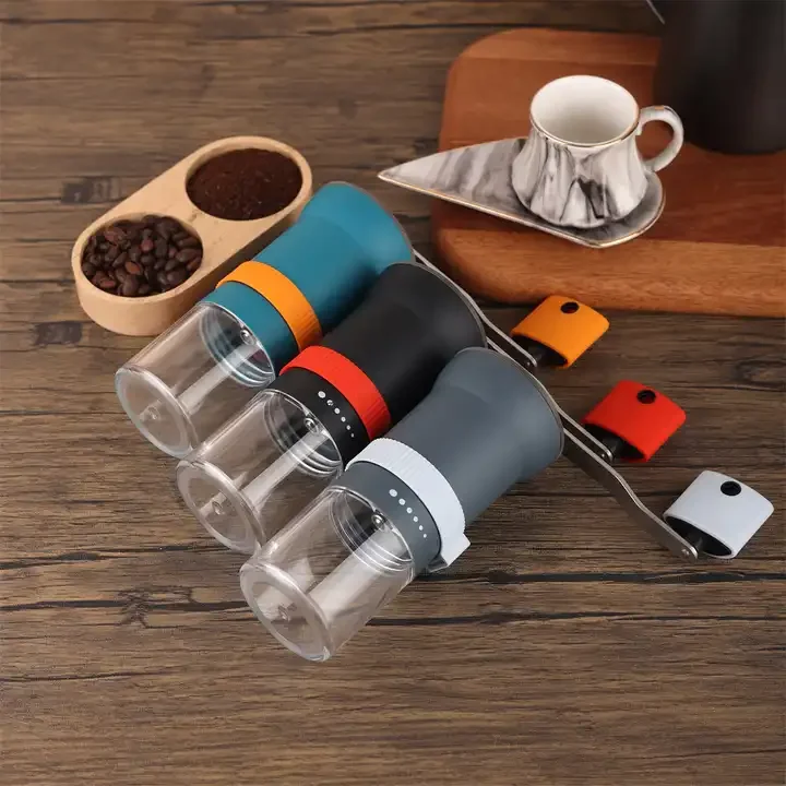 hot selling Outdoor manual stainless steel coffee bean grinder Small can store hand grinder coffee machine