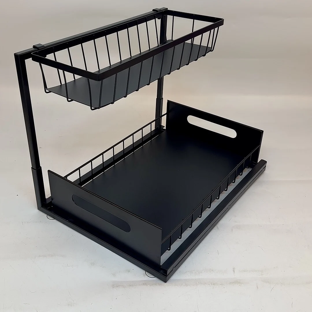 Hot Selling Storage Holders & Racks Kitchen Cabinets Organizer for Office Black Kitchen Accessories Customized Logo Carbon Steel