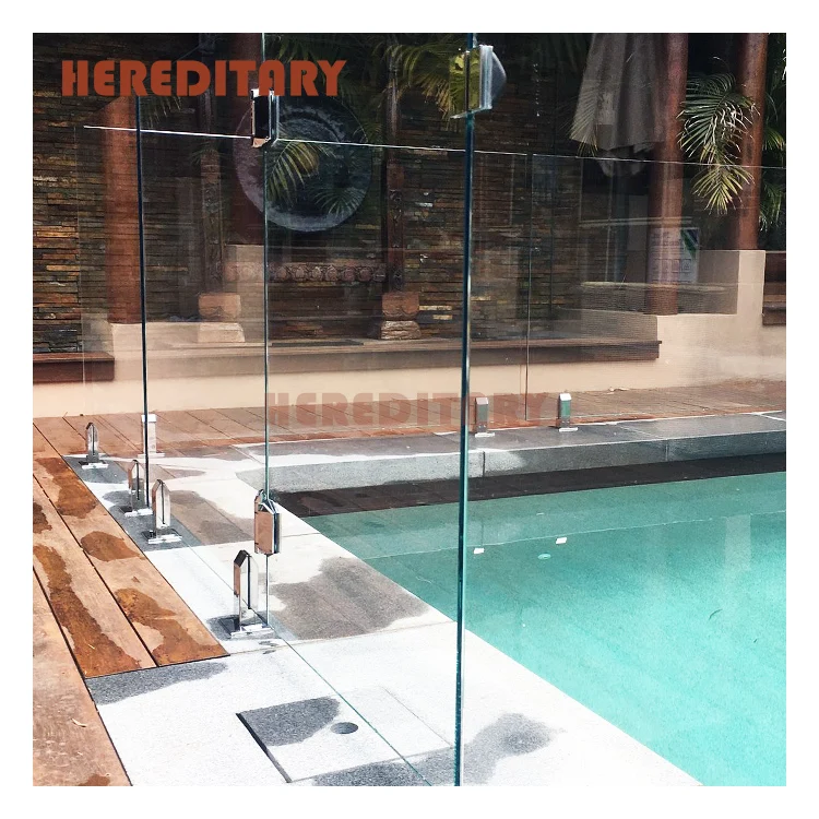 Outdoor glass railing swimming pool frameless glass fence duplex 2205 304 316 stainless steel spigot clamp