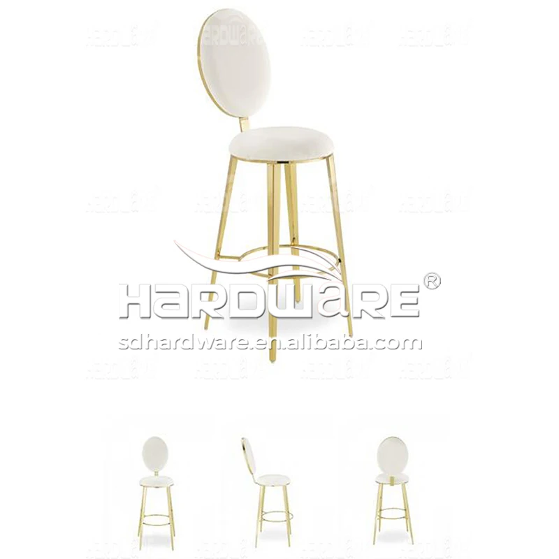 Modern outdoor portable bar round back stainless steel bar stool leather