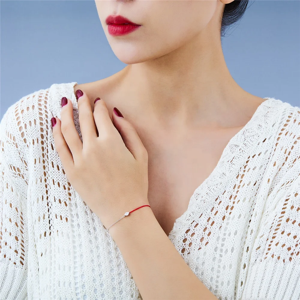 Slovehoony Crystal Waterdrop Rope Bracelet 925 Sterling Silver Eye Half Rope Half Silver Bracelet For Women Jewelry High Quality