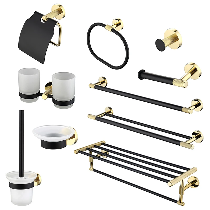 Hotel Bathroom Sets Robe Hook Towel Rail Bar Rack Ring Shelf Tissue Paper Holder Brass Bathroom Sets Accessories