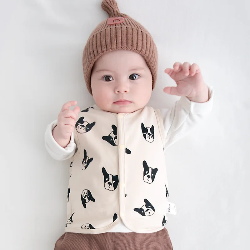 Baby Boy Cartoon Dog Pattern Waistcoat Spring And Autumn Newborn Waistcoat Outer Wear