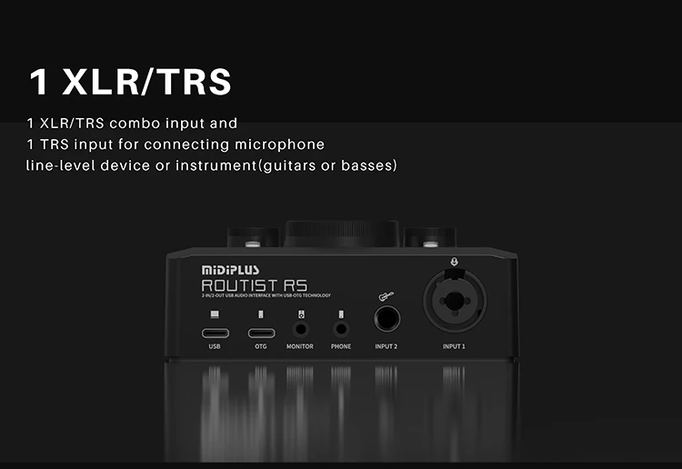 Midiplus Routist RS 2 channel pro Audio Interface 2 In 2 Out Computer Recording Live Equipment Singing USB External Sound Card